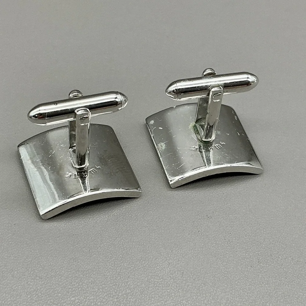 Swank Vintage Square Cufflinks Silver Tone Engraved Scroll Men's Dress Jewelry